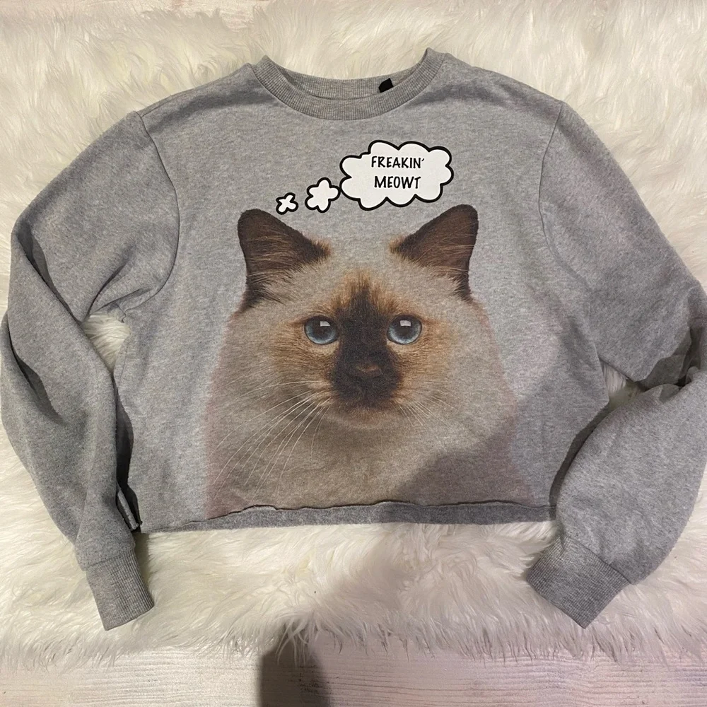 Kitten crop top sweatshirt small - Picture 1 of 2